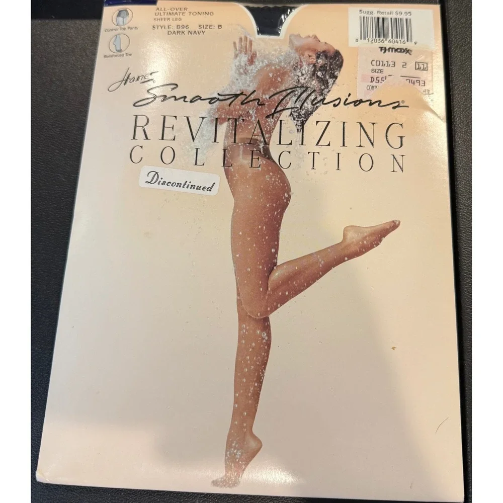 Hanes Size B Pantyhose Dark Navy Smooth Illusions Revitalizing Sheer Tights NEW‎
